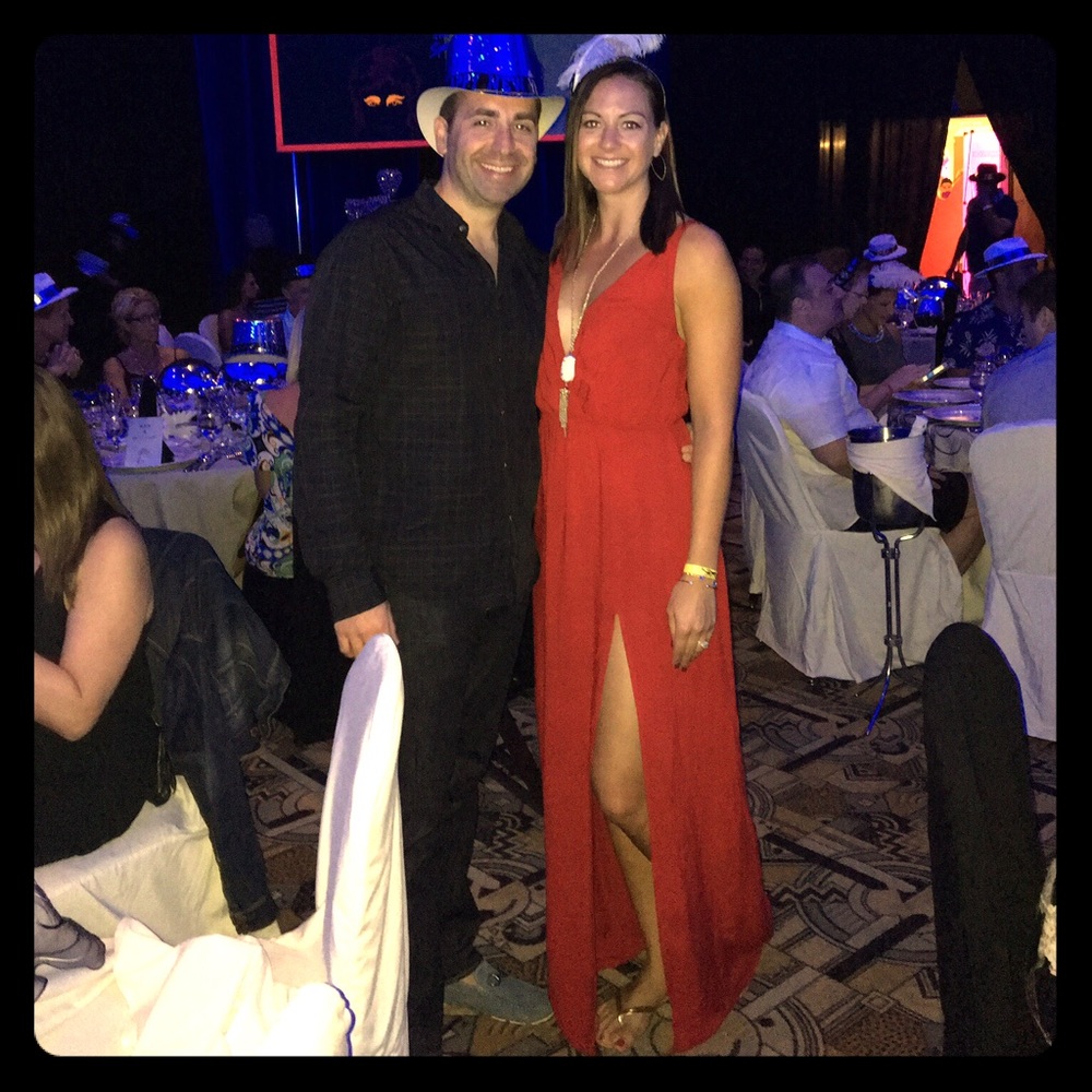 Red dress with high slit - size small